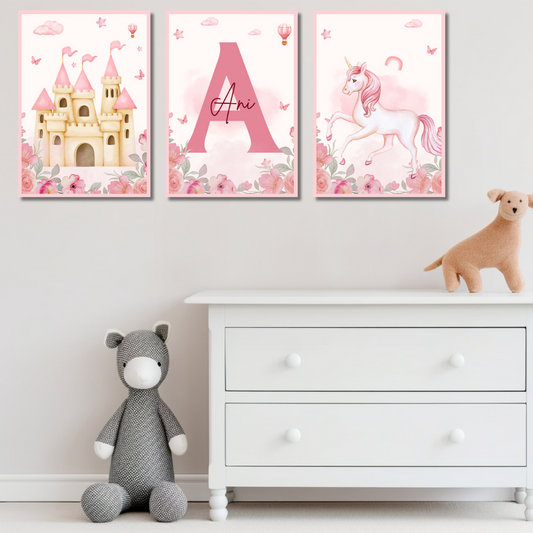 Unicorn themed acrylic poster set